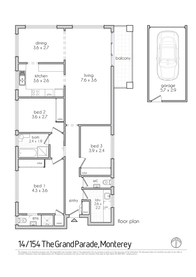 Floorplan of Homely apartment listing, 14/154 The Grand Parade, Monterey NSW 2217