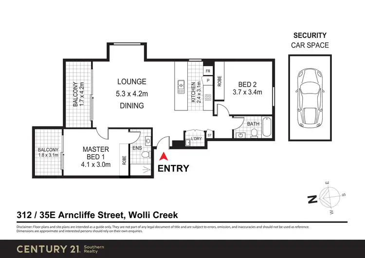 Floorplan of Homely apartment listing, 312/35E Arncliffe Street, Wolli Creek NSW 2205