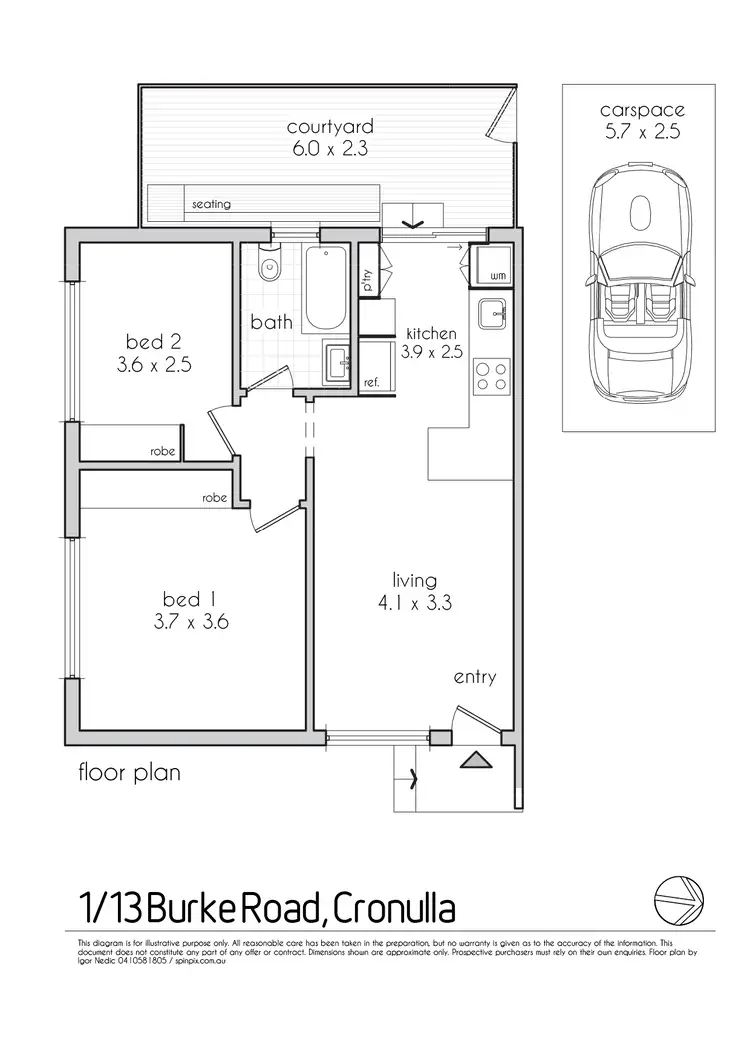 Floorplan of Homely apartment listing, 1/13 Burke Road, Cronulla NSW 2230
