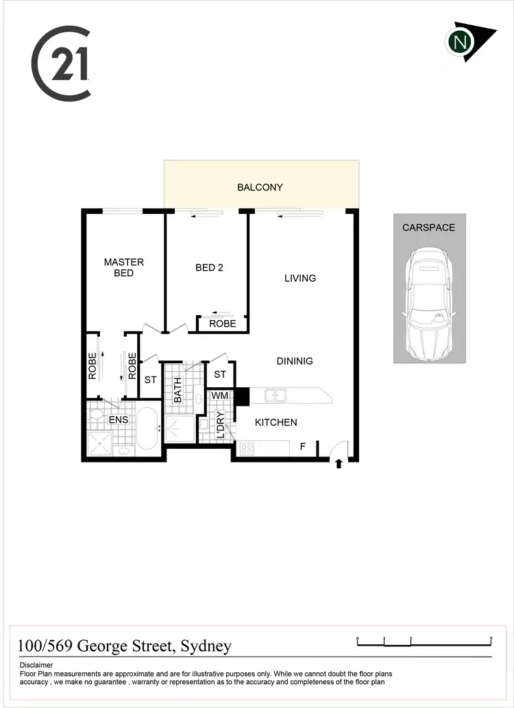 Floorplan of Homely apartment listing, 100/569 George Street, Sydney NSW 2000