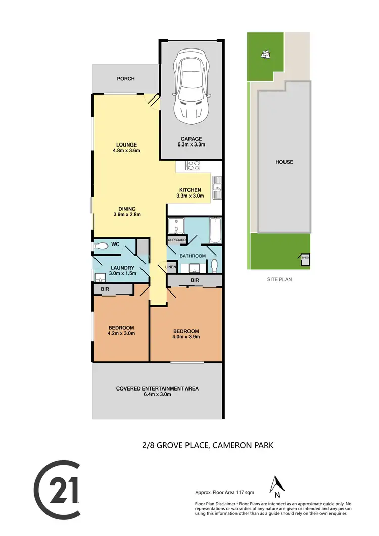 Floorplan of Homely villa listing, 2/8 Grove Place, Cameron Park NSW 2285