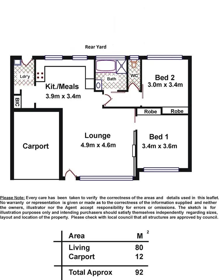 Floorplan of Homely unit listing, 2/3 North Street, Somerton Park SA 5044