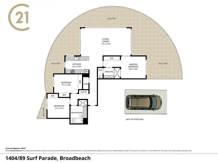 Floorplan of Homely apartment listing, 1401/89 Surf Parade, Broadbeach QLD 4218