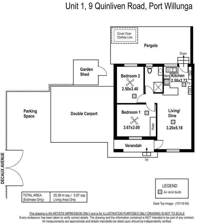 Floorplan of Homely unit listing, 1/9 Quinliven Road, Port Willunga SA 5173