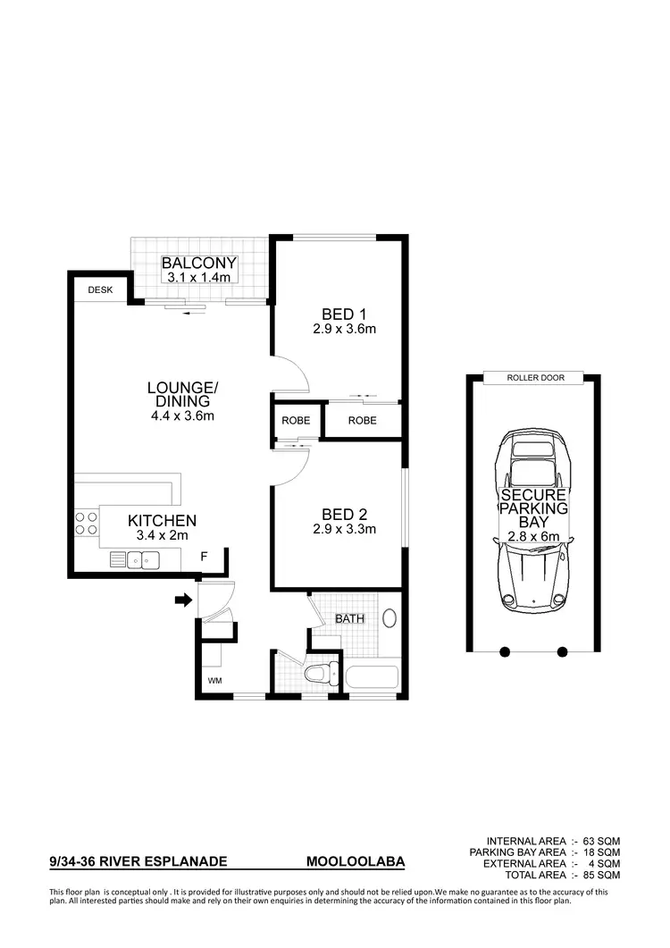 Floorplan of Homely unit listing, 9/34-36 River Esplanade, Mooloolaba QLD 4557