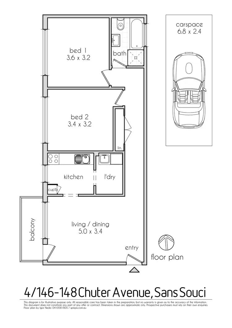Floorplan of Homely apartment listing, 4/146 Chuter Avenue, Sans Souci NSW 2219