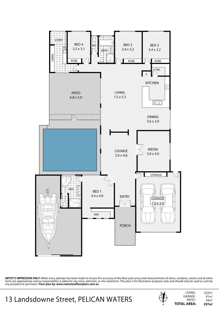 Floorplan of Homely house listing, 13 Landsdowne Street, Pelican Waters QLD 4551