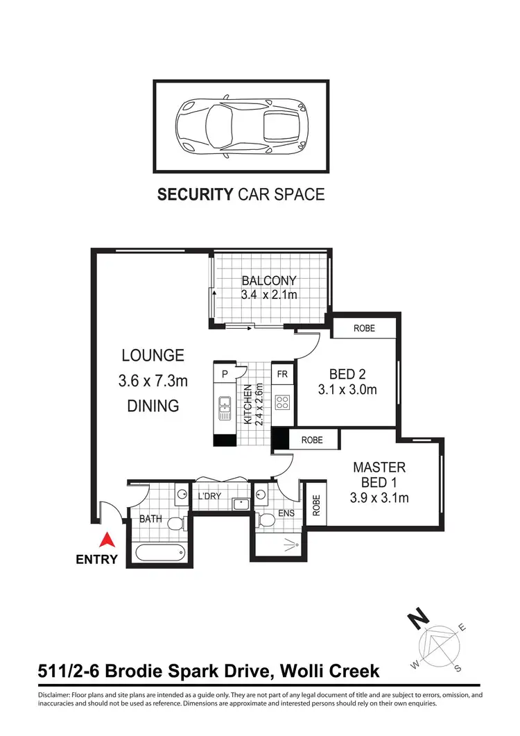 Floorplan of Homely apartment listing, 511/2 Brodie Spark Drive, Wolli Creek NSW 2205