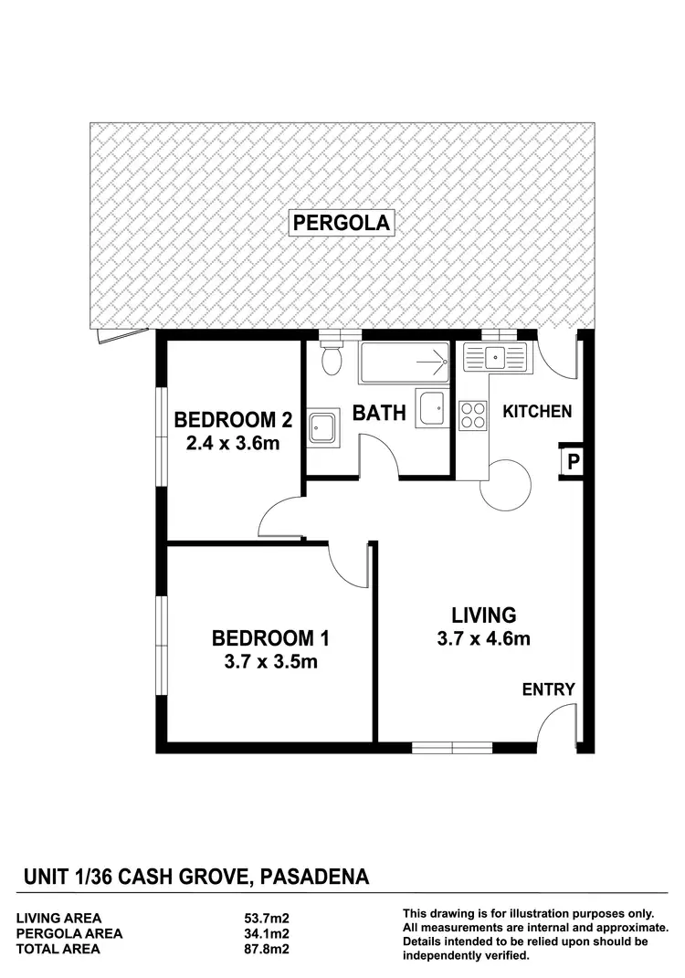 Floorplan of Homely unit listing, 1/36 Cash Grove, Pasadena SA 5042
