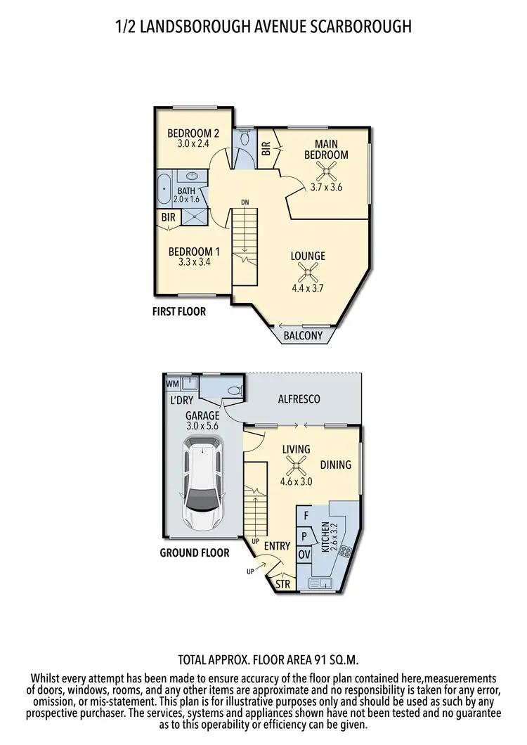 Floorplan of Homely townhouse listing, 1/2 Landsborough Avenue, Scarborough QLD 4020