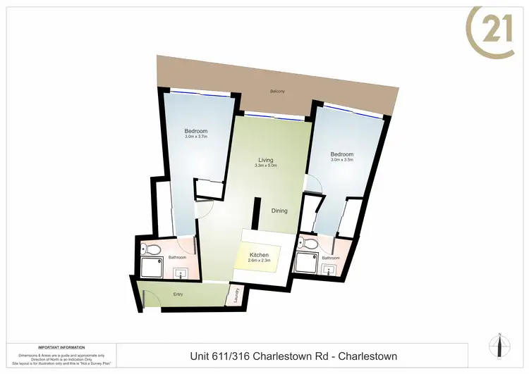 Floorplan of Homely apartment listing, 611/316 Charlestown Road, Charlestown NSW 2290