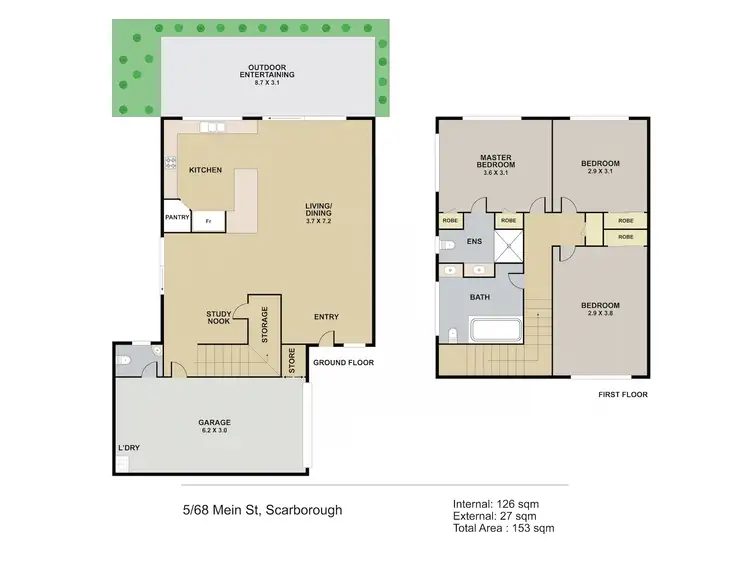 Floorplan of Homely townhouse listing, 5/68-70 Mein Street, Scarborough QLD 4020
