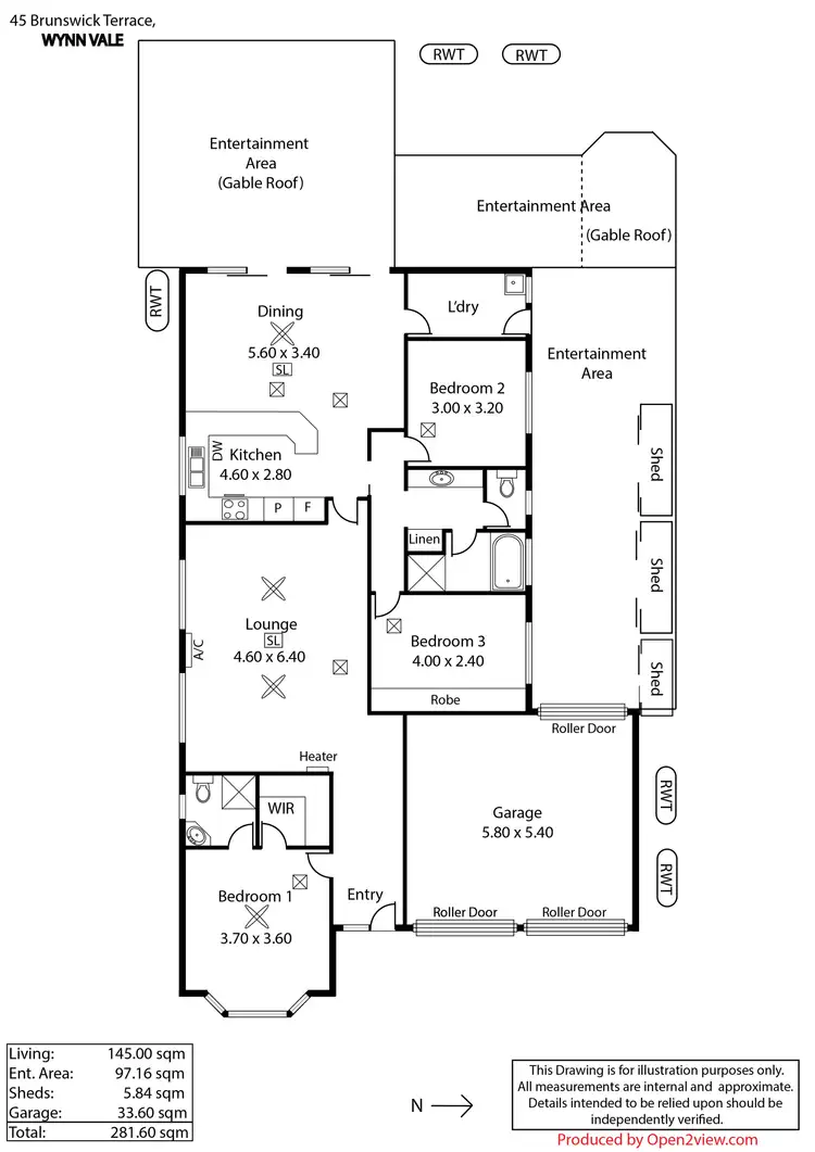 Floorplan of Homely villa listing, 45 Brunswick Terrace, Wynn Vale SA 5127