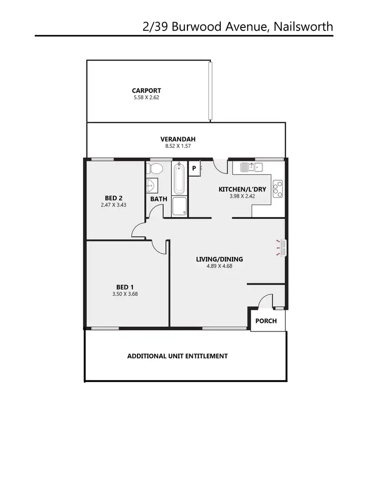 Floorplan of Homely unit listing, 2/39 Burwood Ave, Nailsworth SA 5083