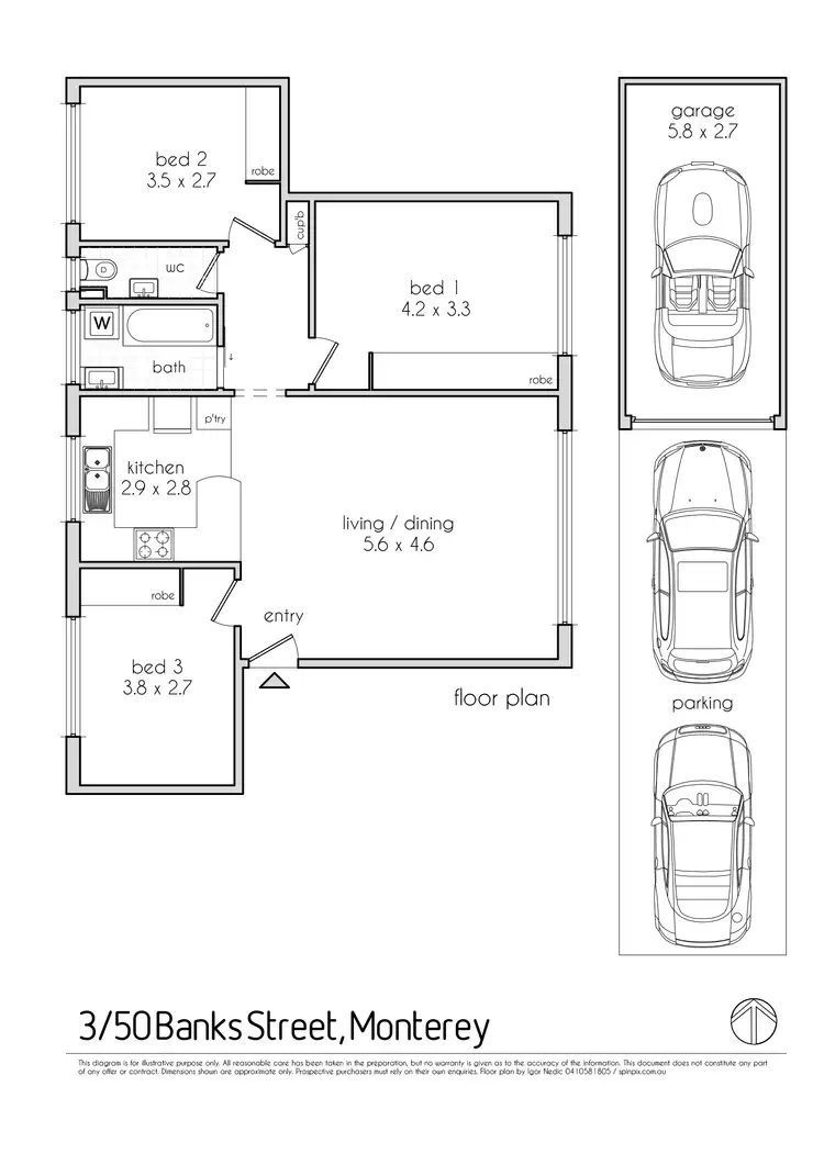 Floorplan of Homely apartment listing, 3/50 Banks Street, Monterey NSW 2217
