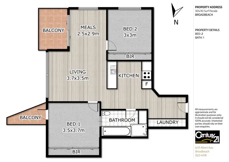 Floorplan of Homely apartment listing, 304/30 Surf Parade, Broadbeach QLD 4218
