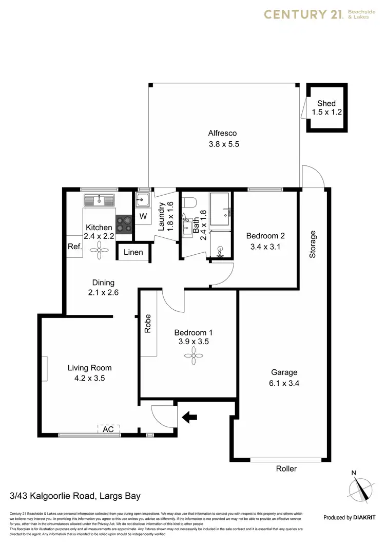 Floorplan of Homely unit listing, 3/43 Kalgoorlie Road, Largs Bay SA 5016