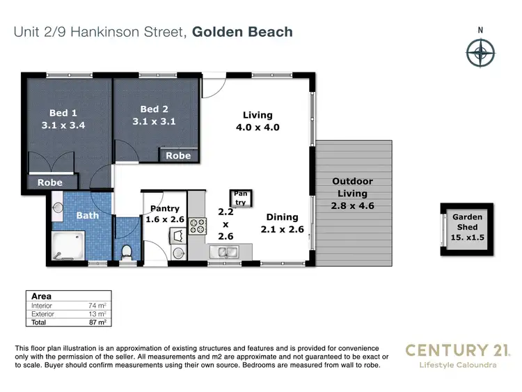 Floorplan of Homely semi-detached listing, 2/9 Hankinson Street, Golden Beach QLD 4551