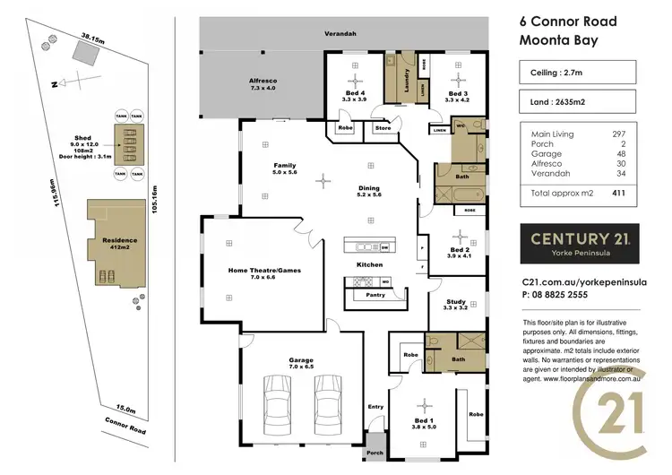 Floorplan of Homely house listing, 6 Connor Road, Moonta Bay SA 5558