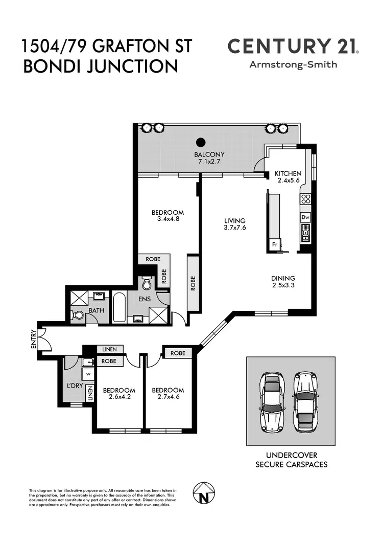 Floorplan of Homely apartment listing, 1504/79 Grafton Street, Bondi Junction NSW 2022