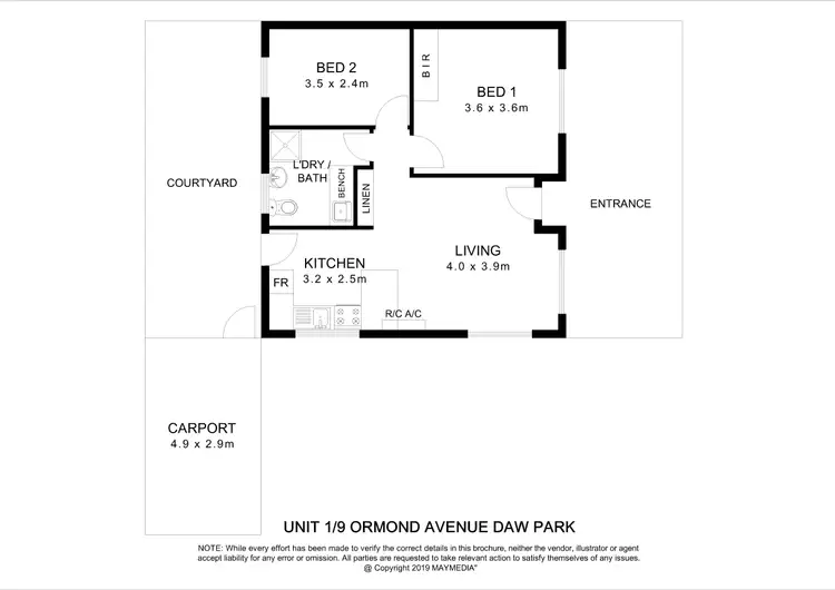 Floorplan of Homely unit listing, 1/9 Ormond Avenue, Daw Park SA 5041