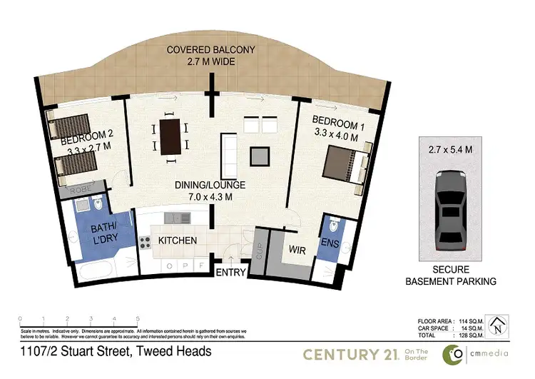 Floorplan of Homely unit listing, 1107/2 Stuart Street, Tweed Heads NSW 2485