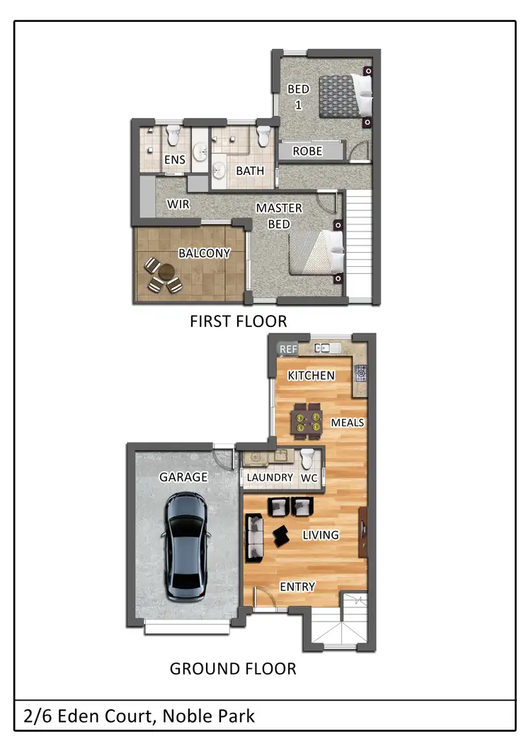 Floorplan of Homely townhouse listing, 2/6 Eden Court, Noble Park VIC 3174
