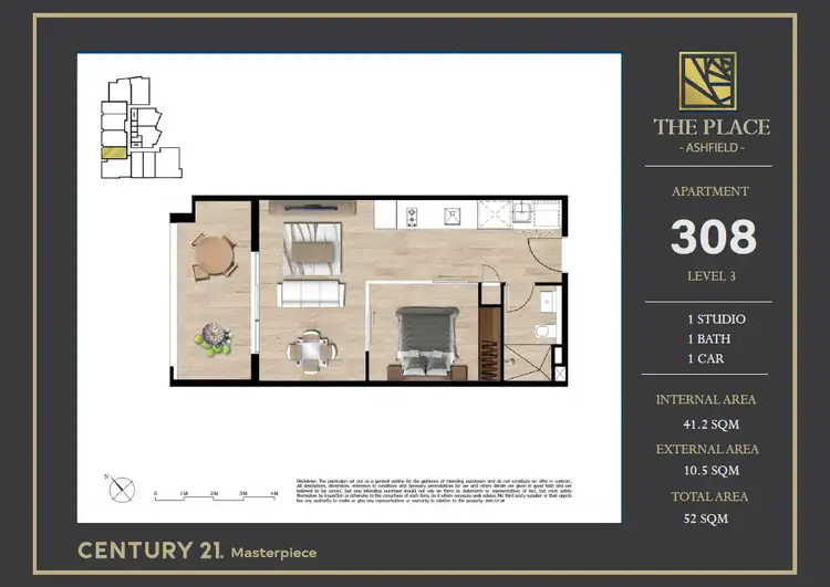 Floorplan of Homely apartment listing, 308/5 Markham Place, Ashfield NSW 2131