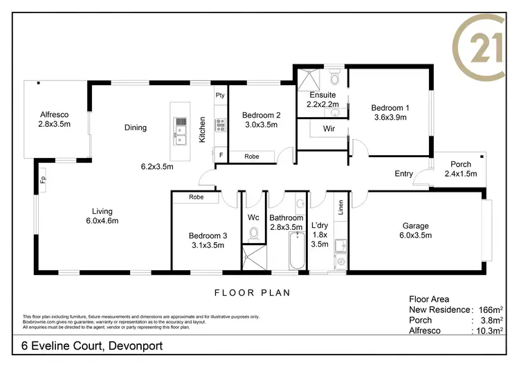 Floorplan of Homely house listing, 6 Eveline Court, Devonport TAS 7310
