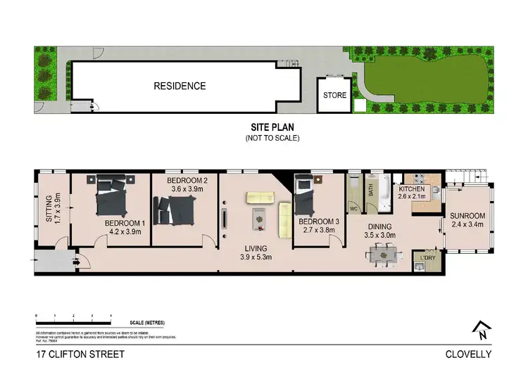Floorplan of Homely semi-detached listing, 17 Clifton Road, Clovelly NSW 2031