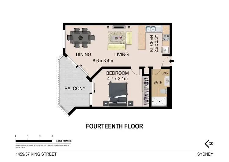 Floorplan of Homely apartment listing, 1459/37 King Street, Sydney NSW 2000