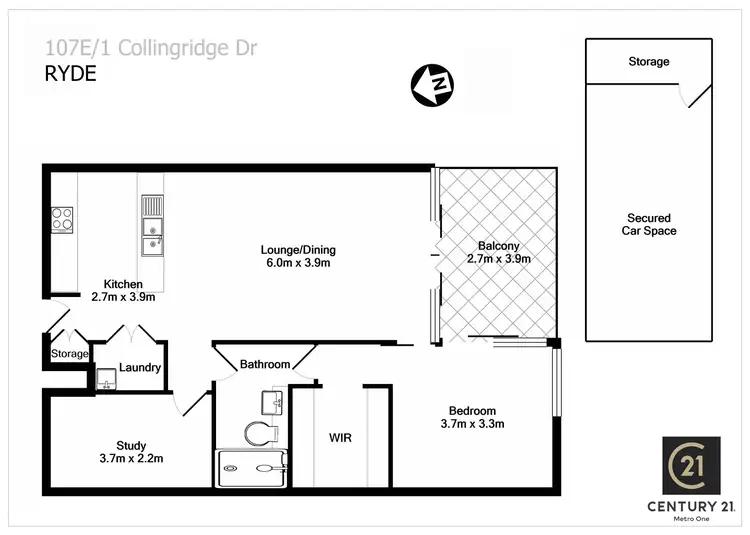 Floorplan of Homely apartment listing, 107E/1 Collingridge Drive, Ryde NSW 2112