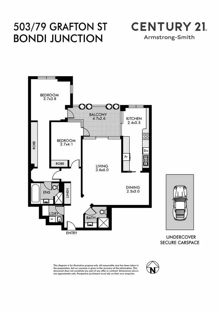 Floorplan of Homely apartment listing, 503/79 Grafton Street, Bondi Junction NSW 2022