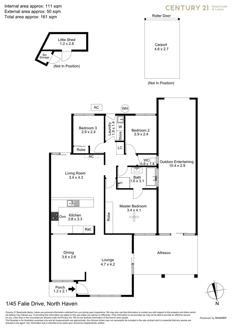 Floorplan of Homely unit listing, 1/45 Falie Drive, North Haven SA 5018