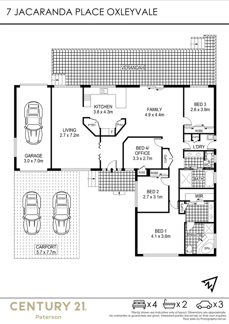 Floorplan of Homely house listing, 7 Jacaranda Place, Tamworth NSW 2340