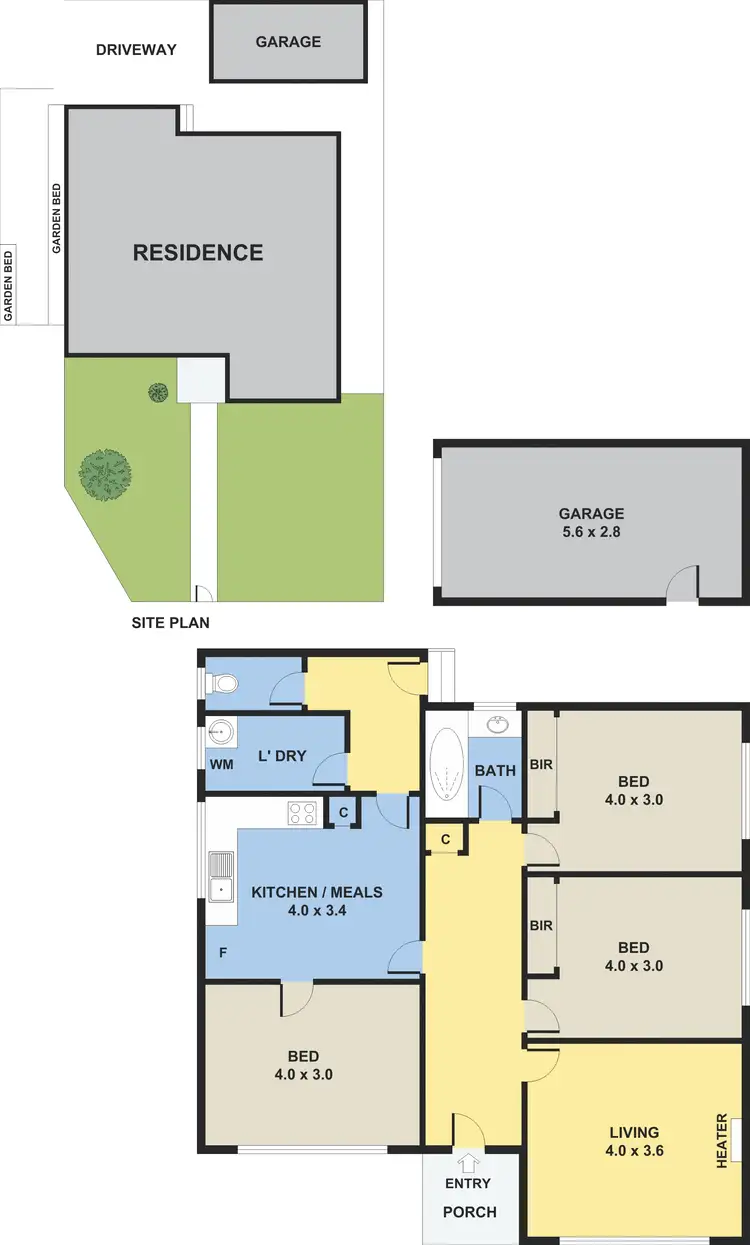 Floorplan of Homely unit listing, 1/125 Buckley Street, Noble Park VIC 3174
