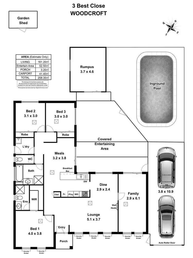 Floorplan of Homely house listing, 3 Best Close, Woodcroft SA 5162