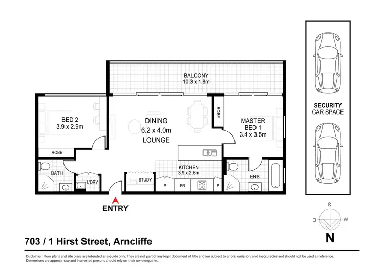 Floorplan of Homely apartment listing, 703/1 Hirst Street, Arncliffe NSW 2205