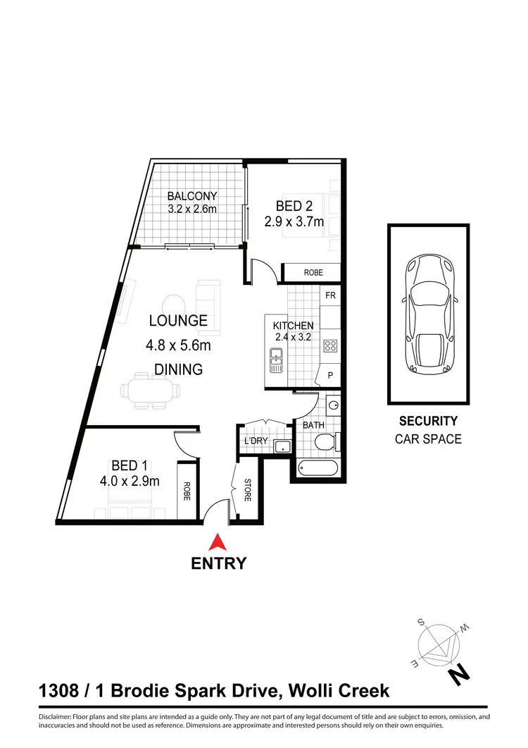 Floorplan of Homely apartment listing, 1308/1 Brodie Spark Drive, Wolli Creek NSW 2205