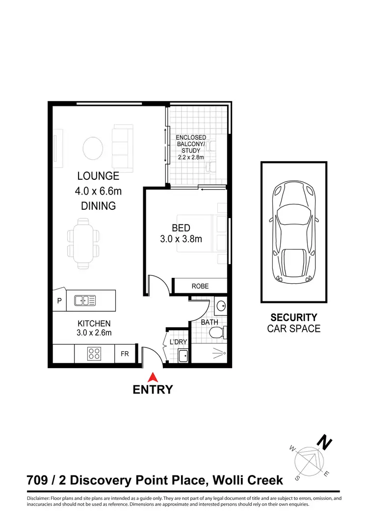 Floorplan of Homely apartment listing, 709/2 Discovery Point Place, Wolli Creek NSW 2205