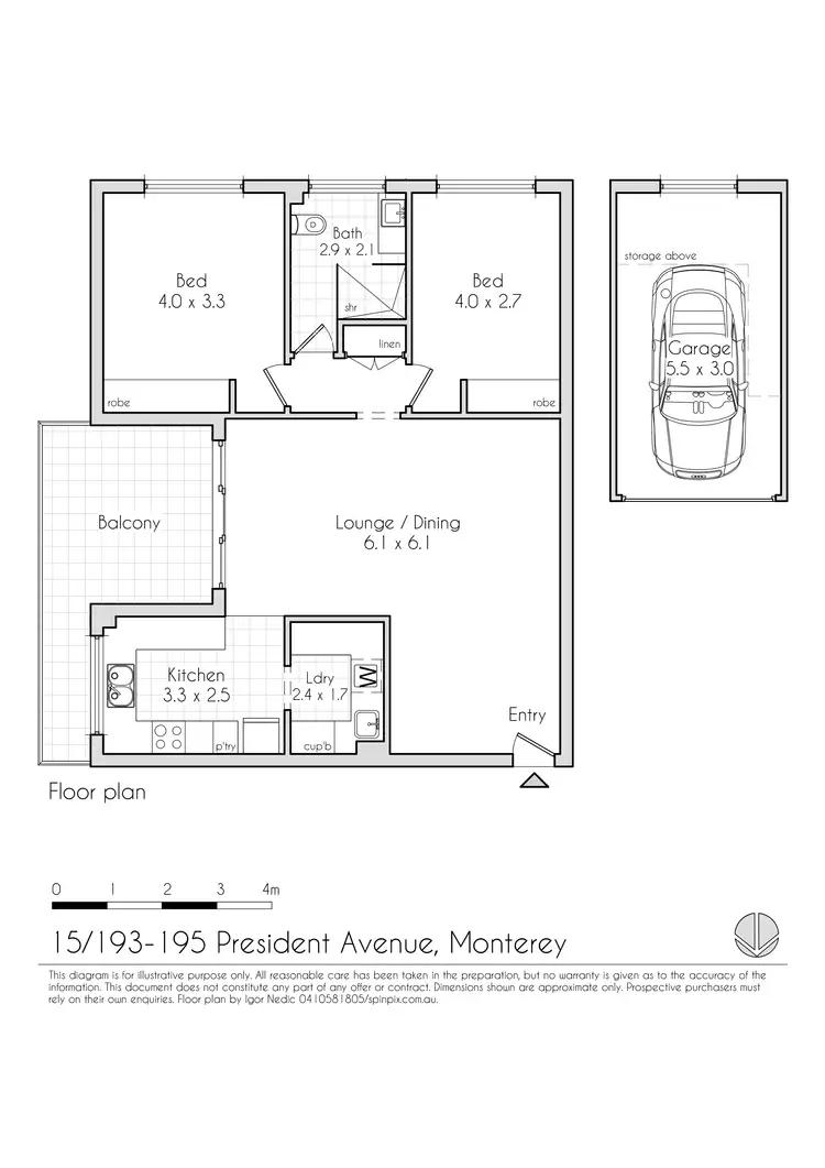 Floorplan of Homely apartment listing, 15/193 President Avenue, Monterey NSW 2217