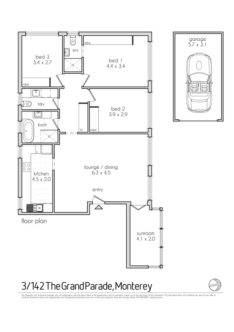 Floorplan of Homely apartment listing, 3/142 The Grand Parade, Monterey NSW 2217