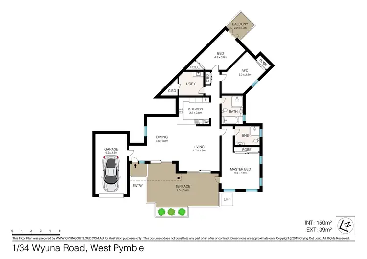 Floorplan of Homely villa listing, 1/34 Wyuna Road, West Pymble NSW 2073