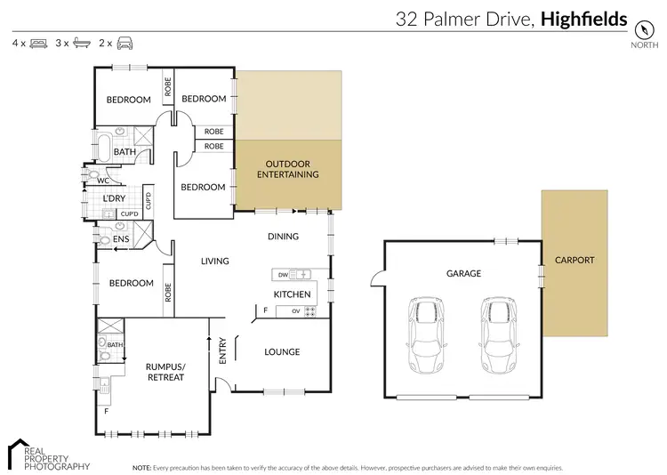 Floorplan of Homely house listing, 32 Palmer Drive, Highfields QLD 4352
