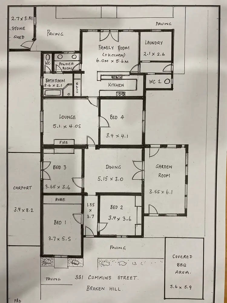 Floorplan of Homely house listing, 331 Cummins Street, Broken Hill NSW 2880