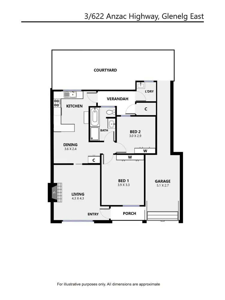 Floorplan of Homely unit listing, 3/622 Anzac Highway, Glenelg East SA 5045