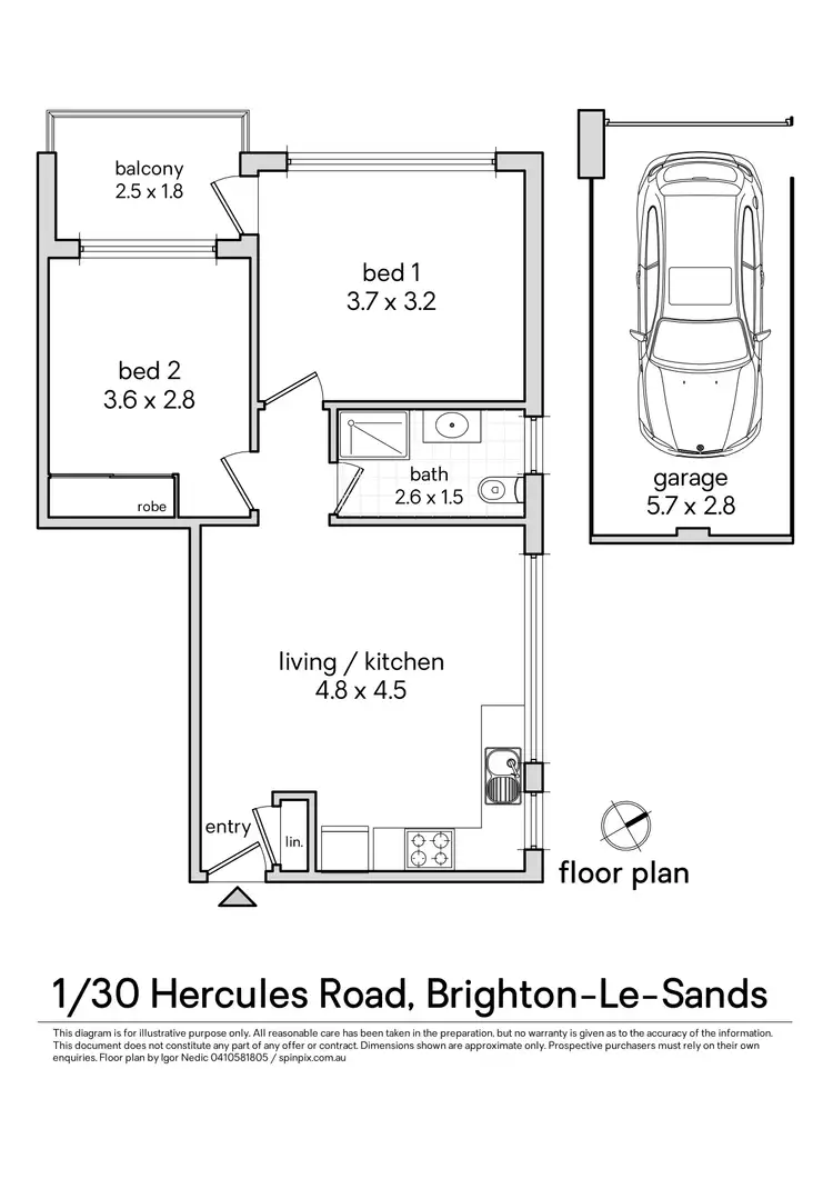 Floorplan of Homely apartment listing, 1/30 Hercules Road, Brighton-le-sands NSW 2216