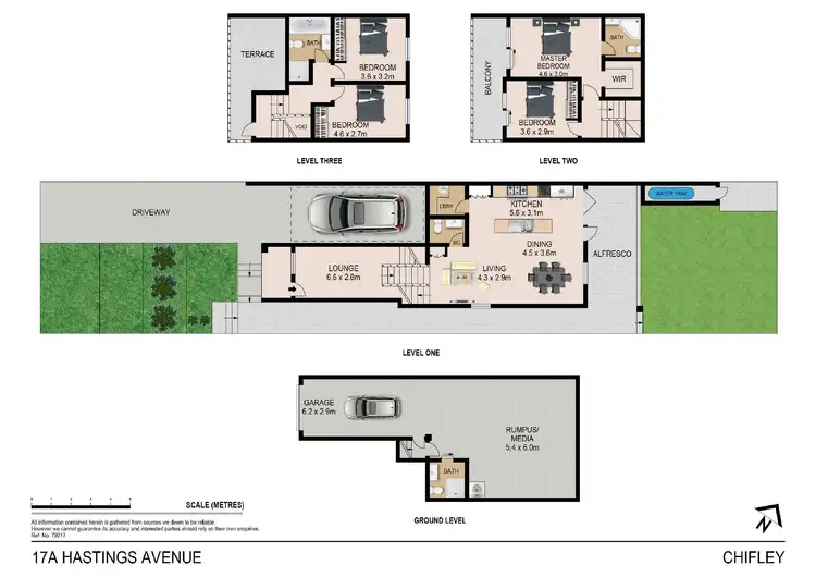 Floorplan of Homely semi-detached listing, 17A Hastings Street, Chifley NSW 2036