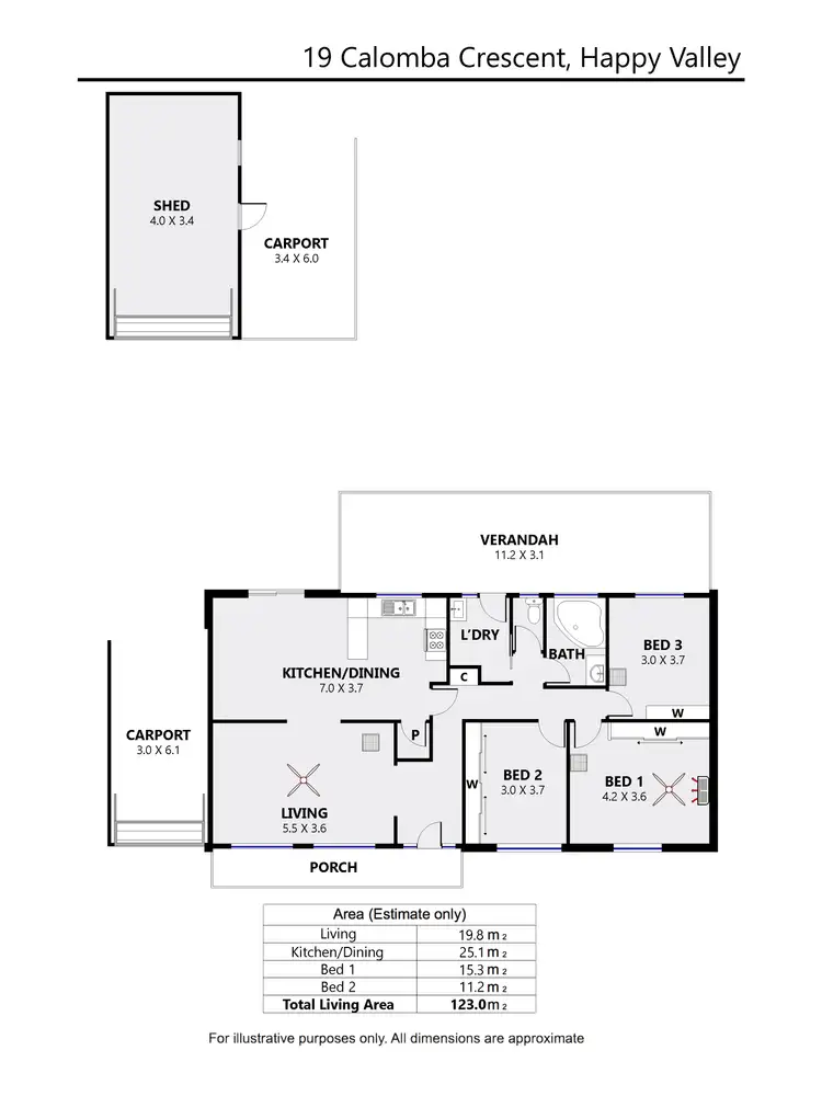 Floorplan of Homely house listing, 19 Calomba Crescent, Happy Valley SA 5159