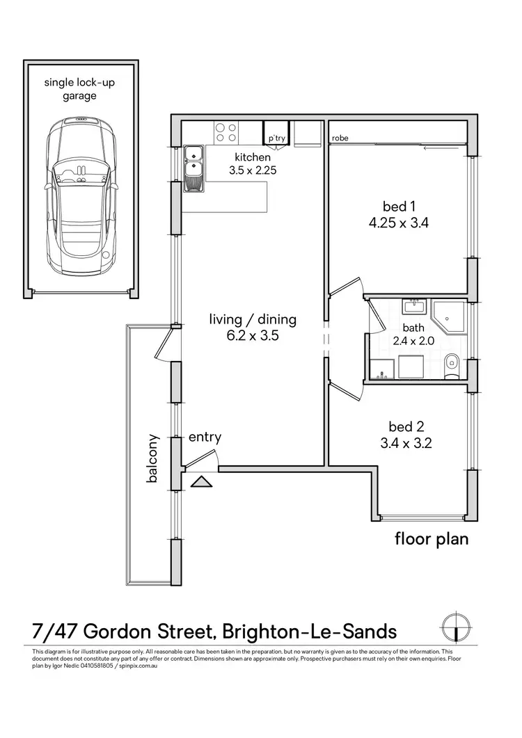 Floorplan of Homely apartment listing, 7/47 Gordon Street, Brighton-Le-Sands NSW 2216